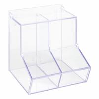 Lab Bulk Bin: 8 1/2 in Overall Wd, 9 in Overall Ht, 8 3/4 in Overall Lg, PETG, Clear, 2 Compartments (MPN BLKBNLDDBL4-M). Key specifications — Material: PETG; Mounting Location: Wall; Color: Clear; Product Type: Bulk Bin; Total Holding Capacity: Misc Lab Supplies; Brand: POLTEX.