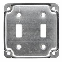 RACO Electrical Box Cover: 2 Gangs, Crushed Corner, For Square Box Shape, Galvanized Zinc (MPN 803C). Key specifications — Brand: RACO; For Box Shape: Square; Material: Galvanized Zinc; Cover Design: Crushed Corner.
