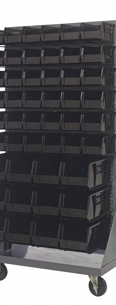 QUANTUM STORAGE SYSTEMS Mobile Louvered Floor Rack: 36 in x 24 in x 72 in - Vertical Mobile Louvered Racks with Bins