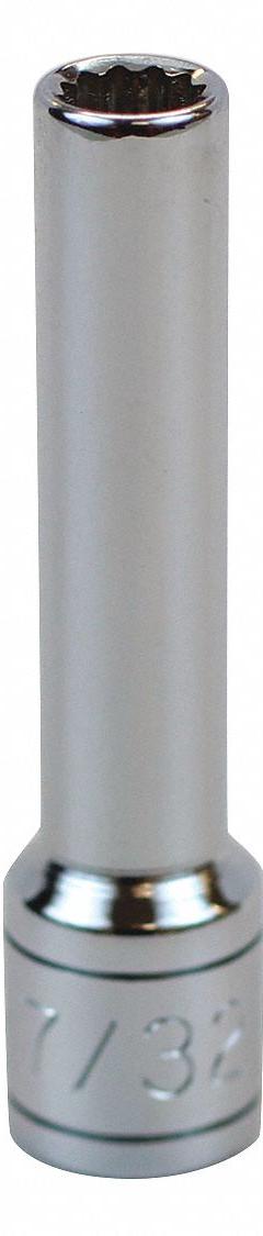 SK PROFESSIONAL TOOLS Socket: SAE, 1/4 in Drive Size, 7/32 in Socket Size, 12-Point, Deep, Chrome (MPN 44907). Key specifications — attr1204417: SK PROFESSIONAL TOOLS; attr1204392: Chrome.