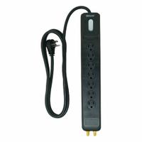 WOODS Surge Protector: 7 Outlets, 4 ft Cord Lg, 1,780 J Rated Energy, 15 A Current, Black, 5-15P (MPN 41626). Key specifications — Brand: WOODS; Mounting Style: Keyhole.