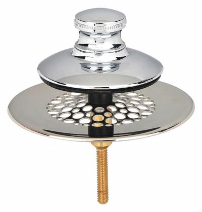 WATCO Drain Stopper: Plastic/Stainless Steel, Chrome-Plated, 2 7/8 in Overall Dia - Bathtub Drain Stoppers