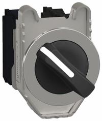 SCHNEIDER Selector Switch: 30 mm Panel Mounting Size, 2 Positions, Short Lever, 1NO/1NC, Metallic (MPN XB4FD25). Key specifications — AC Contact Rating: 6 A @ 120 V; Action: Maintained/Maintained; Cam: No Cam Included; DC Contact Rating: 0.27 A @ 250 V; Hazardous Location Specification: Not Rated; Operator Head Material: Plastic; Operator Head Type: Short-Handled Knob; Operator Illumination: Non-Illuminated.