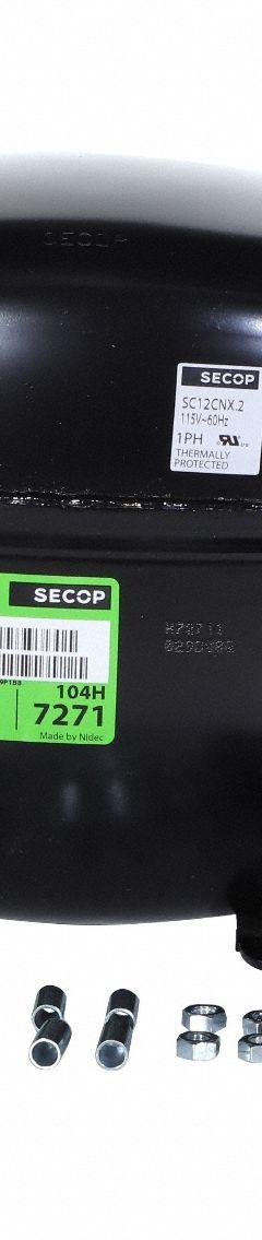 SECOP Compressor: Reciprocating, 4,023 BtuH Cooling, 1/2 hp, 1/4 in Discharge Line Connection Size (MPN SC12CNX.2-1). Key specifications — Manufacturer Part Number: SC12CNX.2-1; Brand: SECOP; Compressor Protection: Hermetic; For Refrigerant Type: R-290.