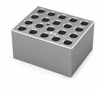 IKA Dry Block: Anodized Aluminum, 3 3/4 in Overall Wd, 3 in Overall Lg, 20 Wells, 10 7/8 mm Well Dia (MPN 4468000). Key specifications — Product Type: Dry Block Heater; Includes Thermometer Well: Yes; Material: Anodized Aluminum; Volume Capacity: 2 mL; Brand: IKA.