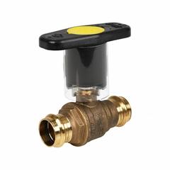 JOMAR VALVE Manual Two-Way Ball Valve: 1/2 in, Brass, Straight, Press x Press, Full Port Ball Port (MPN 100-203SSG-IH). Key specifications — Brand: JOMAR VALVE; Handle: Locking Lever.
