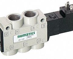 NUMATICS Solenoid Air Control Valve: Series L1, Double Solenoid, Four-Way / Two-Position, Plug-In (MPN 92280-1). Key specifications — attr1077390: 92280-1; attr1077459: Solenoid Air Control Valve; attr1077461: Spring Return; attr1077475: 24V DC; attr1077450: Non-Locking.