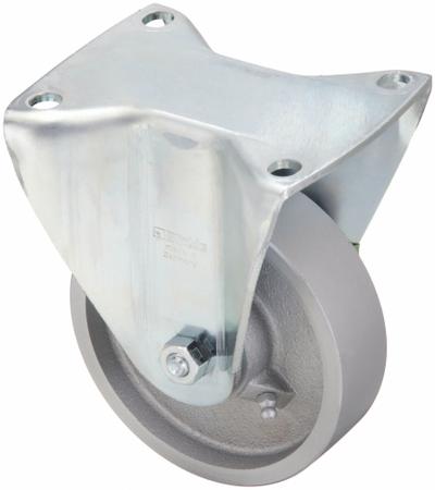 APPROVED VENDOR Plate Caster: Rigid, No Brake, 5 in Wheel Dia, 1 3/8 in Wheel Wd, Slot - Heavy-Duty Plate Casters