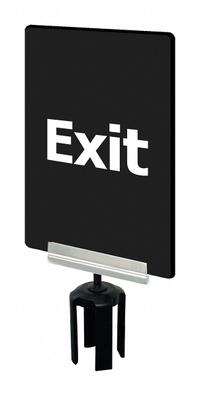 TENSABARRIER Vertical Acrylic Sign: Black, Exit Message, 11 in Overall Lg (MPN S03-P-33-7X11-V-HDSB-1701-1P). Key specifications — Brand: TENSABARRIER; Color: Black; Includes: Bracket; Message: Exit; For Use With: Tensabarrier Posts; Material: Acrylic.