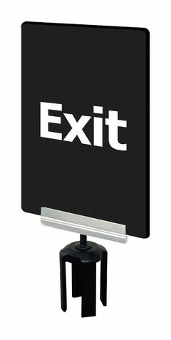 TENSABARRIER Vertical Acrylic Sign: Black, Exit Message, 11 in Overall Lg (MPN S03-P-33-7X11-V-HDSB-1701-1P). Key specifications — Brand: TENSABARRIER; Color: Black; Includes: Bracket; Message: Exit; For Use With: Tensabarrier Posts; Material: Acrylic.