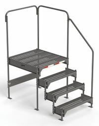 EGA Work Platform: 3 ft Platform Ht - Max, 34.6 in x 38.3 in, Steel, 500 lb Load Capacity (MPN CW7-36-4-3). Key specifications — Folding: Not Foldable; Mobility: Stationary; Use Location: Indoor; Brand: EGA; Color: Gray; Exit Direction: Left; Height Adjustability: Adjustable Height; Includes Handrails: Handrails Included.