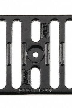 ZURN Grate: E, Rectangular, Slotted, 5 1/4 in Overall Wd, 19 1/2 in Overall Lg, 1 1/4 in Overall Ht (MPN P6-DGE). Key specifications — Color: Black; Brand: ZURN; Finish: Unfinished; Grate Surface Type: Slotted.