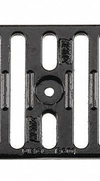 ZURN Grate: E, Rectangular, Slotted, 5 1/4 in Overall Wd, 19 1/2 in Overall Lg, 1 1/4 in Overall Ht (MPN P6-DGE). Key specifications — Color: Black; Brand: ZURN; Finish: Unfinished; Grate Surface Type: Slotted.