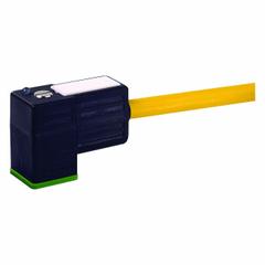 MURRELEKTRONIK Cordset: DIN Form C Female Right Angle x Bare Wire, 3 m Cable Lg, PUR, Yellow, 3 Pins (MPN 7000-80041-0360300). Key specifications — Wire Size: 18 AWG; Brand: MURRELEKTRONIK; Cable Jacket Color: Yellow; IP Rating: IP67.
