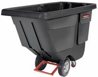 RUBBERMAID COMMERCIAL PRODUCTS Tilt Truck: 13.5 cu ft, 450 lb, 56 3/4 in L x 28 in W x 38 1/2 in H (MPN FG130400BLA). Key specifications — Color: Black; Brand: RUBBERMAID COMMERCIAL PRODUCTS; Caster/Wheel Configuration: (2) Axle-Mounted.