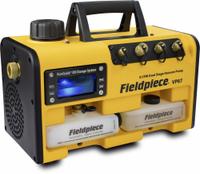 FIELDPIECE Vacuum Pump: 6 cfm, 15 micron Ultimate Vacuum, 120V AC, A2L Compatible, Male, SAE (MPN VP67). Key specifications — Plug Configuration: 5-15P; Brand: FIELDPIECE; Number of Stages: Two-Stage; Product Type: Vacuum Pump.