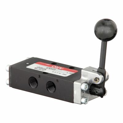 ARO Manual Air Control Valve: E, Four-Way / Two-Position, Lever, Black - ARO E Series Manual Air Control Valves