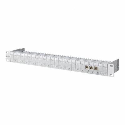 METZ CONNECT RU Frame: Rack, ABS, IDC Connection x RJ45, 180° Mounting Angle, 24 Ports - Voice & Data Housings, Panels & Connector Components