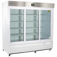 AMERICAN BIOTECH SUPPLY Lab Refrigerator: 69 cu ft, Upright, 1°C to 10°C, 33 1/4 in Overall Dp, Temp (MPN ABT-HC-LP-69). Key specifications — Door Opening Style: Sliding; Color: White; Alarm Type: Temperature; Manufacturer Part Number: ABT-HC-LP-69; Brand: AMERICAN BIOTECH SUPPLY; Product Type: Lab Refrigerator; Door Type: Sliding Glass; Refrigerant Type: R-290.