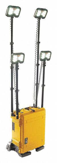 PELICAN Temporary Job Site Light: LED, 24,000 lm Max Brightness, 1 No. of Brightness Levels, IP54 (MPN 9470M). Key specifications — Operating Voltage: 12V DC; Frame Color: Yellow; Brand: PELICAN.