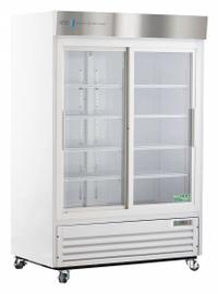 AMERICAN BIOTECH SUPPLY Lab Refrigerator: 47 cu ft, Upright, 1°C to 10°C, 33 1/4 in Overall Dp, Temp (MPN ABT-HC-LS-47). Key specifications — Door Opening Style: Sliding; Color: White; Alarm Type: Temperature; Manufacturer Part Number: ABT-HC-LS-47; Brand: AMERICAN BIOTECH SUPPLY; Product Type: Lab Refrigerator; Door Type: Sliding Glass; Refrigerant Type: R-290.