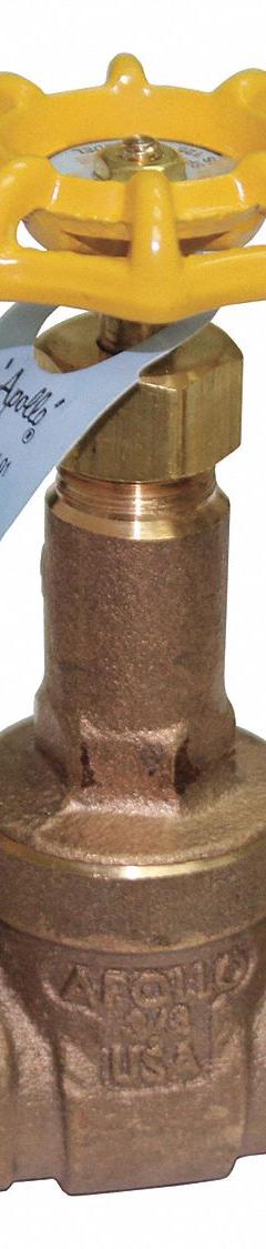 APOLLO Gate Valve: 3/4 in, Bronze, Rising, Press x Press, 200 psi CWP, Wheel, Solid Wedge (MPN 30LF00401PR). Key specifications — Wedge Material: Bronze; Brand: APOLLO; Bonnet Material: Bronze.