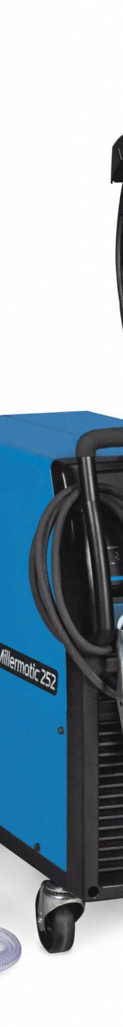 MILLER ELECTRIC MIG Welding Package: Millermatic 252, MIG/Aluminum Pack w/Running Gear (MPN 951960). Key specifications — Input Voltage (Nominal) (Merch - Table Column, Filters): 208V; Max. Wire Diameter: 3/64 in (Solid).