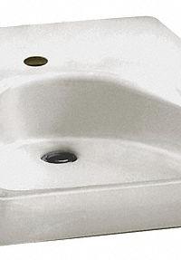 AMERICAN STANDARD Wheelchair Bathroom Sink: Wheelchair Users, White, Vitreous China, 1 Faucet Holes (MPN 9140047.020). Key specifications — Series: Wheelchair Users; Includes: Front Overflow, Concealed Arm Support; Color: White; Brand: AMERICAN STANDARD; Sink Type: Bathroom; Material: Vitreous China; Sink Material: Ceramic.