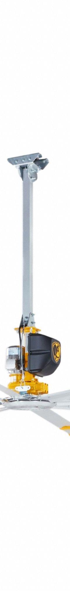 BIG ASS FANS Ceiling Fan: 183,612 cfm Airflow, 18 ft Blade Dia, Variable Speeds, 208V AC, Yellow (MPN F-PFX4-1802S34). Key specifications — Voltage: 208V AC; Light Kit: No; Series: Powerfoil; Number of Speeds: Variable; Phase: Single; Brand: BIG ASS FANS.