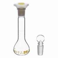UNITED SCIENTIFIC SUPPLIES INC Glass Flasks: 25 mL, Colorless, Round, A, +/-0.06 mL (MPN FGWM025). Key specifications — Shape: Round; Tolerance: +/-0.06 mL; Body Color: Colorless; Brand: UNITED SCIENTIFIC SUPPLIES INC; Compatible with Stopper Size: 14/23; USP Specification: Type I.