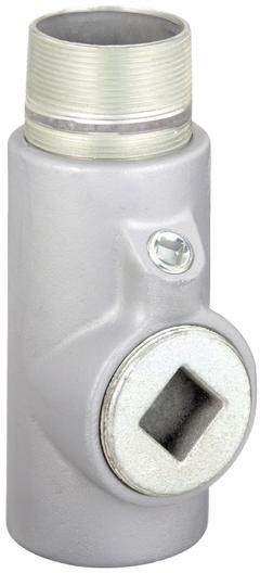 Sealing Fitting - Vertical and Horizontal: Iron, 4 in Trade Size, Male to Female (MPN EYM-400). Key specifications — Brand: APPLETON ELECTRIC; Connection Type: Threaded; Thread Gender: Male to Female; Ends - Hazardous Fittings: 4 in FNPT x 4 in MNPT; Material: Iron; Hazardous Location Rating: Class II, Division 1 and 2, Groups E, F, G; Thread Type: NPT; Standards: UL 886.