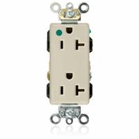 LEVITON Receptacle: Hospital Grade, Decorator Duplex, 5-20R, Ivory, 125V AC, 20 A, 2 Pole / 3 Wire (MPN 16362-HGI)