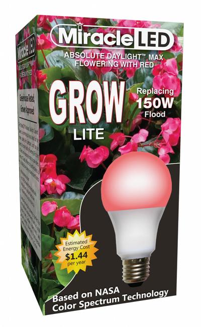 MIRACLE LED Grow Bulb: LED, A21, 120V, Full/Broad/Red - Plant Growth Bulbs