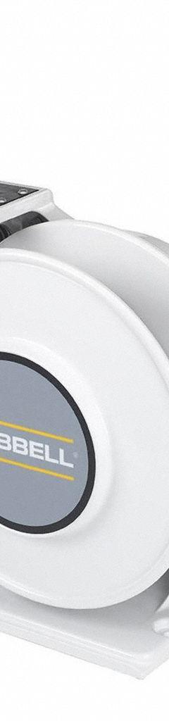 HUBBELL WIRING DEVICE-KELLEMS Extension Cord Reel: Ratchet Lock, 35 ft Cord Lg, 10 AWG, SOW, White (MPN HBLW35103W). Key specifications — Retractable Cord Ending NEMA Configuration: Bare Wire; Voltage: 600V AC; Brand: HUBBELL WIRING DEVICE-KELLEMS.