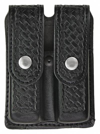 HEROS PRIDE Magazine Pouch: Black, Synthetic Leather, Basket Weave - Duty Equipment Pouches