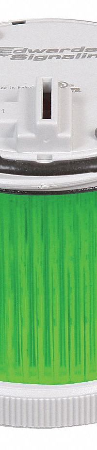 EDWARDS SIGNALING Stacklight Warning Light: Flashing/Steady, 24V AC/24V DC, Green, 70 mm Overall Dia (MPN 270CLEDMG24AD). Key specifications — Brand: EDWARDS SIGNALING; Compatible with Series: 200 Class; Lens Color: Green; Operating Voltage: 24V AC; Manufacturer Part Number: 270CLEDMG24AD.