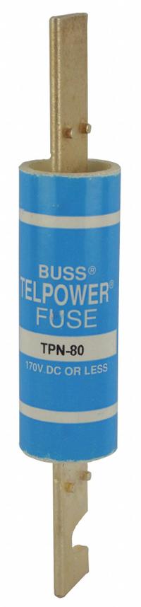 BUSSMANN Telecom Protection Fuse: TPN Series, Fast-Acting, Blade, 80 A, 170 V DC, 1 in x 5 7/8 in (MPN TPN-80). Key specifications — Series: TPN; Brand: BUSSMANN.