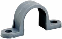 Conduit & Pipe Strap Clamp, Two-Hole: 1/2 in Trade Size, PVC, PVC Schedule 40 and 80 (MPN 5133736). Key specifications — Manufacturer Part Number: 5133736; Color: Gray; Compatible Conduit Trade Size: 1/2 in; Compatible Conduit Type: PVC Schedule 40 and 80; Compatible Nominal Conduit/Pipe Size: 1/2 in; Compatible Pipe Size: 1/2 in; Flange Thickness: 1/2 in; For Use With: Cable.