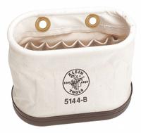 KLEIN TOOLS Bucket Bag: 14 in W x 10 in H, Off-White, Canvas, 15 Pockets, Open Top (MPN 5144B). Key specifications — attr1118525: KLEIN TOOLS; attr1125037: Off-White; attr1125041: Canvas; attr1203718: Yes.