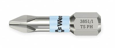 WERA Insert Bit: Insert Bit, Imperial, PH1 Bit Industry Size, #1 Bit Size, Std - Insert Bits