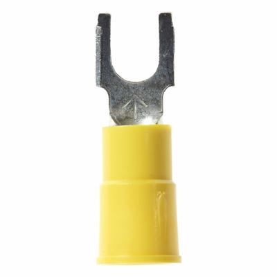 3M Shrink Tubing: Yellow, Vinyl, #10 Stud Size, 12 AWG – 10 AWG Wire Range - Insulated Fork Terminals