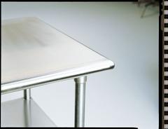 ADVANCE TABCO Work Table: Fixed Ht, Stainless Steel, 48 in x 30 in, 500 lb Overall Load Capacity (MPN VLG - 304). Key specifications — Brand: ADVANCE TABCO.