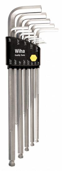 WIHA Hex Key Set: 11 - 15 Pieces, L, SAE, Single Ball End, Long, 13 Pieces, Holder, Chrome, 13 Tips (MPN 36998). Key specifications — attr1205553: Not Tether Capable; attr1205554: WIHA; attr1205568: Chrome; attr1293176: 11 - 15 Pieces.