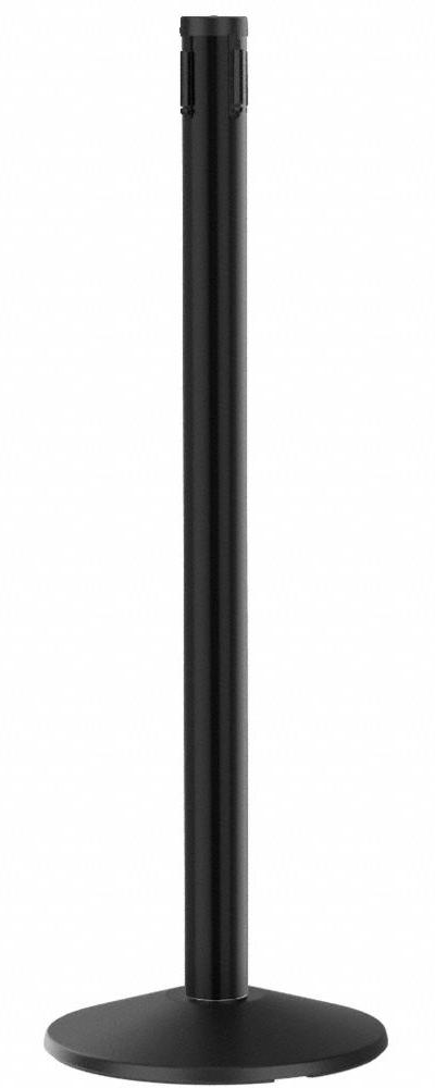 RETRACTA-BELT Belt Barrier Receiver Post: Round Sloped - Sloped-Base Receiver Posts for Retractable Belt Barriers