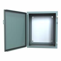 HAMMOND Electrical Enclosure: Steel, 24 in x 20 in, NEMA 12/13, w/Panel, Solid Cover, Hinged, Wall (MPN 1418E16). Key specifications — Brand: HAMMOND; Closure Method: Clamps; Knockouts: Not Included.