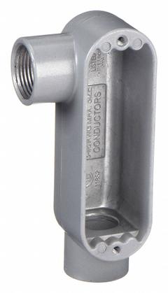 Conduit Outlet Body: Aluminum, 1 1/2 in Trade Size, LR Body, 36 cu in Body Capacity, Threaded Hub (MPN OLR-5). Key specifications — Finish: Powder Coated; Includes: Stainless Steel Screws; For Use With: RMC; Brand: HUBBELL KILLARK; Hub Style: Threaded; Mfr. Series: O.