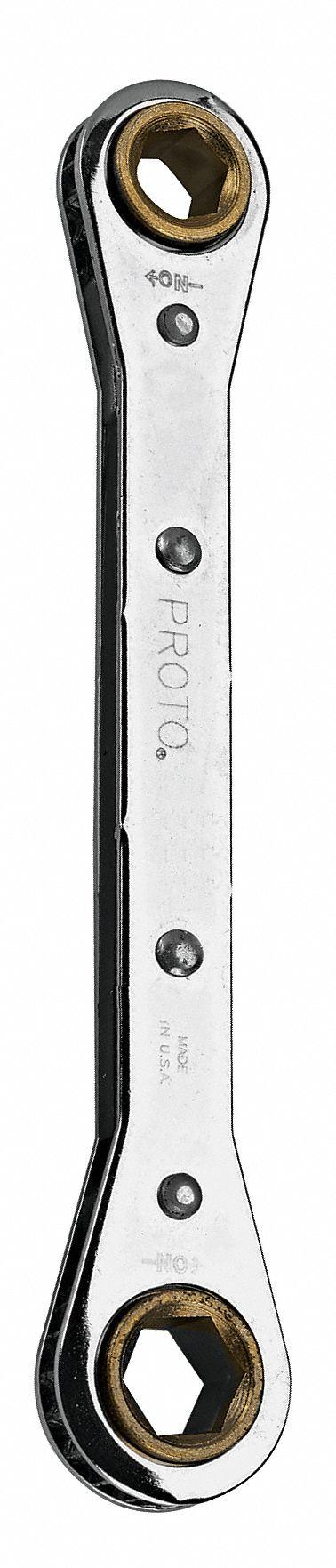PROTO Box End Wrench: Chrome, 7 mm_8 mm Head Size, 4 1/4 in Overall Lg, Std - Metric, Double End, 6-Point, Ratcheting Box End Wrenches