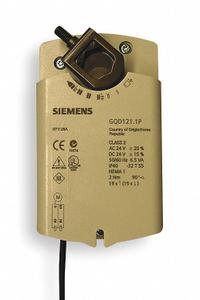 Actuator: Dampers/Economizers, On/Off, Spring Return, 20 in-lb, 24V AC/DC, NEMA 1 / IP40 (MPN GQD121.1P). Key specifications — Manufacturer Part Number: GQD121.1P; Shaft Type: Set Screw Shaft Coupling; Shaft Rotation: CW/CCW; Stroke Degree: 90°; Plenum Rating: Plenum Rated; Power Rating: 4.5W; Input Voltage: 24V AC/DC; Brand: SIEMENS.