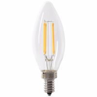 FEIT ELECTRIC Compact LED Bulb: Candelabra Screw (E12), LED, (B) Bullet, B10, 3.3 W Watt, 3000K (MPN BPCTC40930CAFIL/4). Key specifications — Bulb Shape: B10; Voltage: 120V AC; Bulb Finish: Clear; Color Temperature: 3000K; Brand: FEIT ELECTRIC.