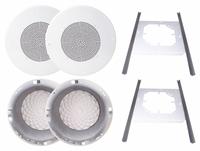 SPECO TECHNOLOGIES In-Ceiling Speaker Kit: Powered, 2-Way, 8 ohm Impedance, 13 in Overall Wd, 1 PR (MPN G86KITPR). Key specifications — For Location: Indoor; Power Style: Powered.